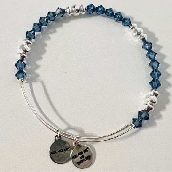 Alex and Ani Jewelry - Alex and Ani Blue Beaded Bangle Silver Bracelet